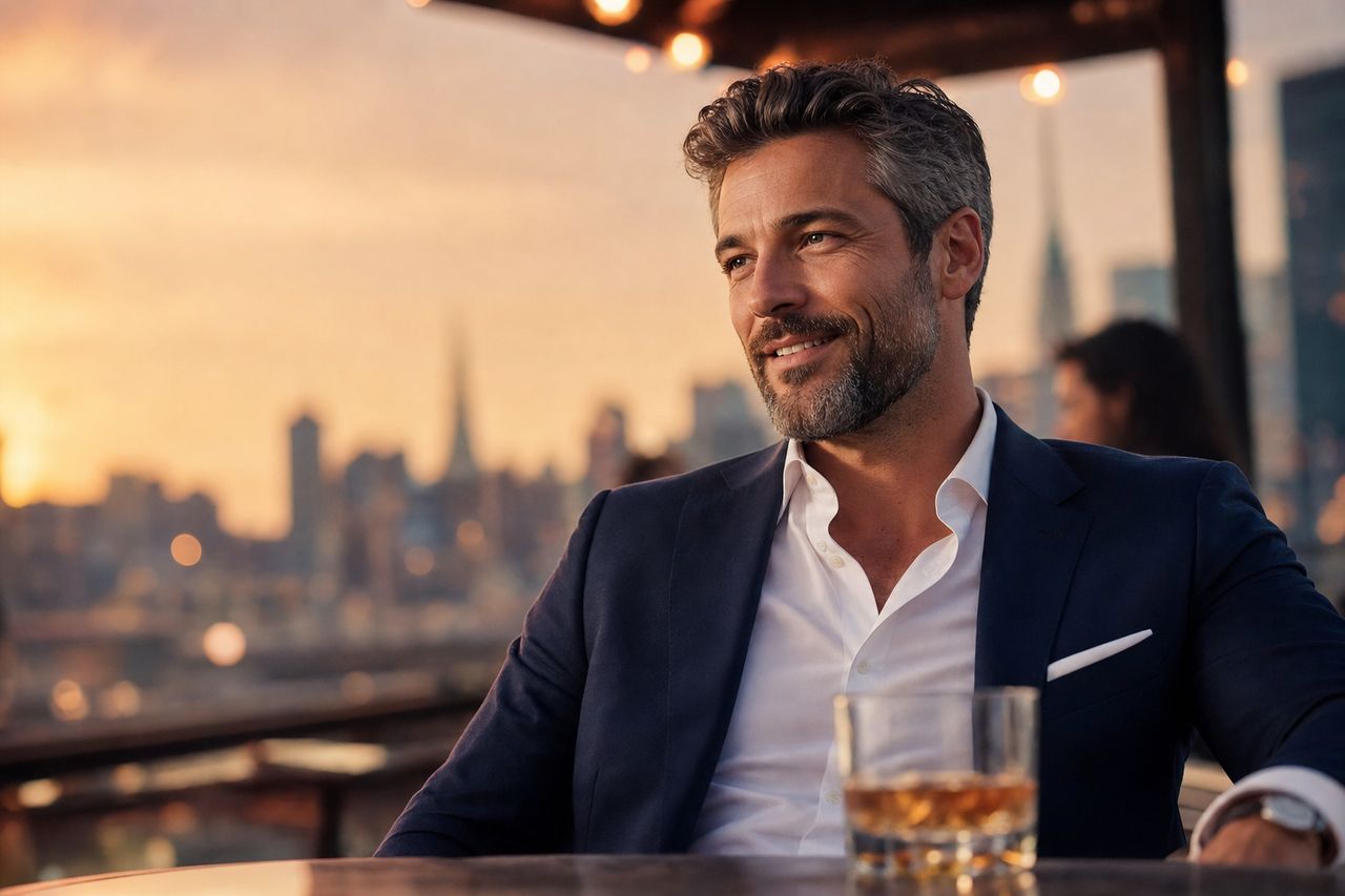 Homme élégant et souriant, membre vérifié de Velvet Arrangement